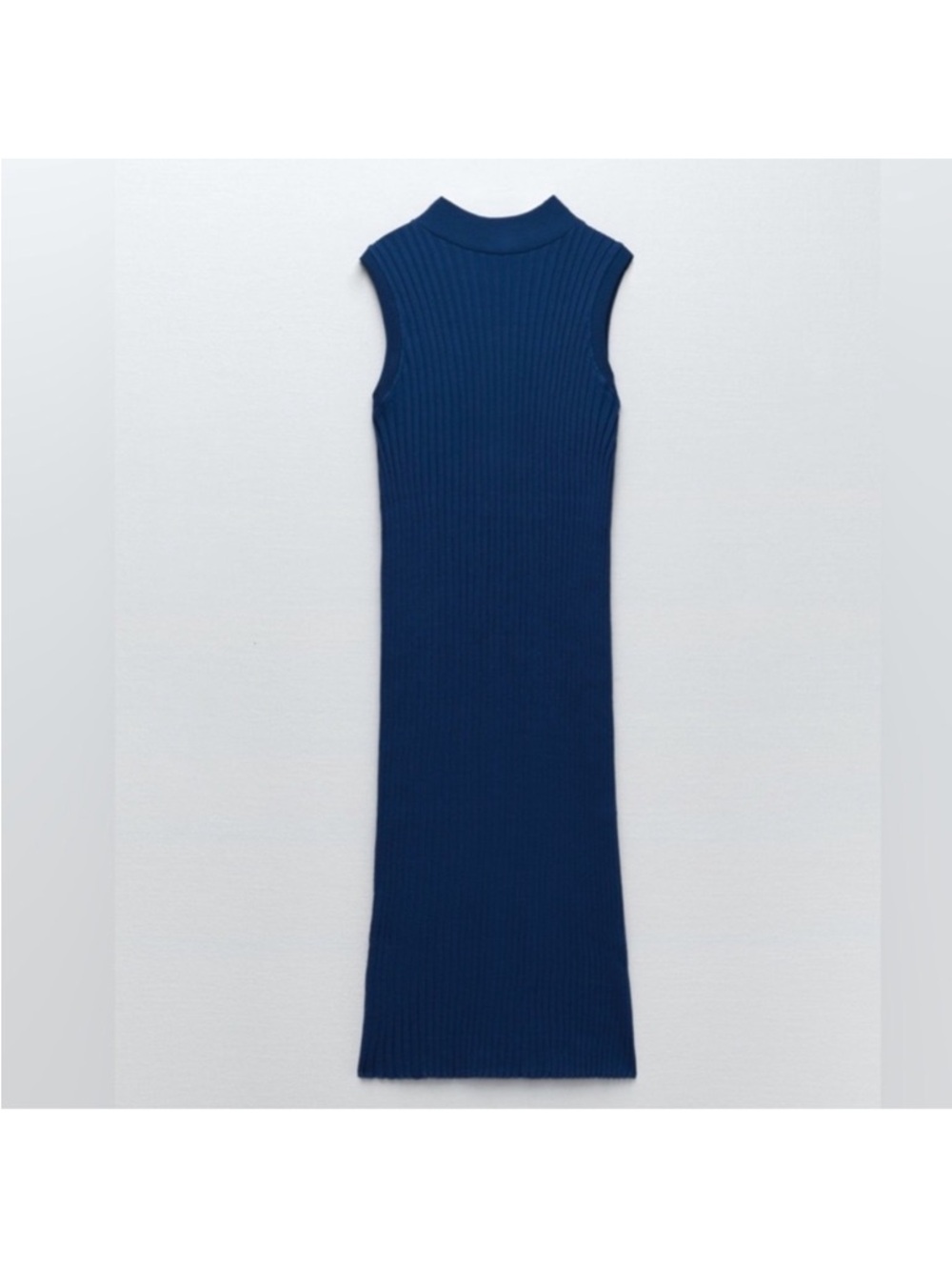 ZARA Navy Blue Ribbed Sleeveless Midi Dress